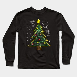 Crayon Christmas Tree #2 Long Sleeve T-Shirt